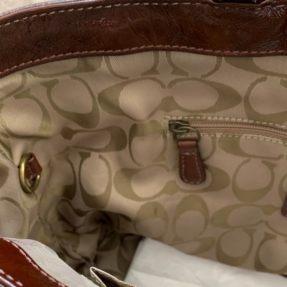 Vintage Coach Brown Patent Leather Shoulder Bag COACH Tote F0773-11500 - Picture 8 of 15